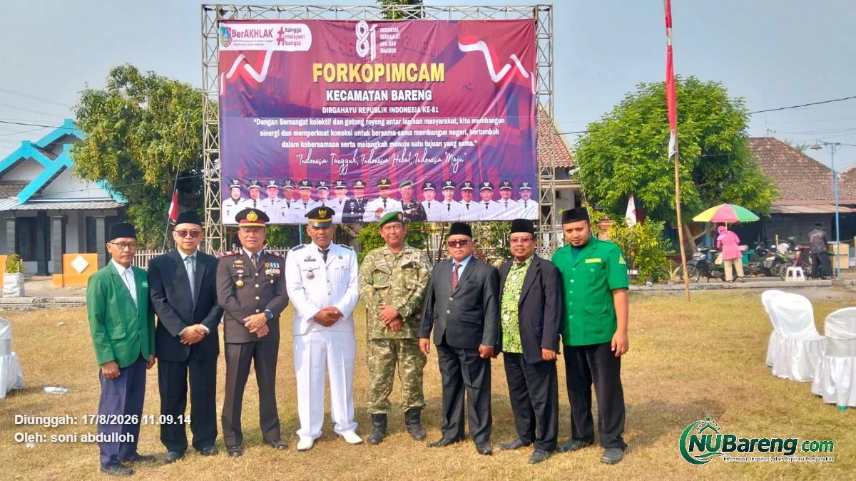 Sinergi Nasionalis-Religius, Upacara HUT RI ke-81 di Kecamatan Bareng Berlangsung Khidmat Bersama Banom NU